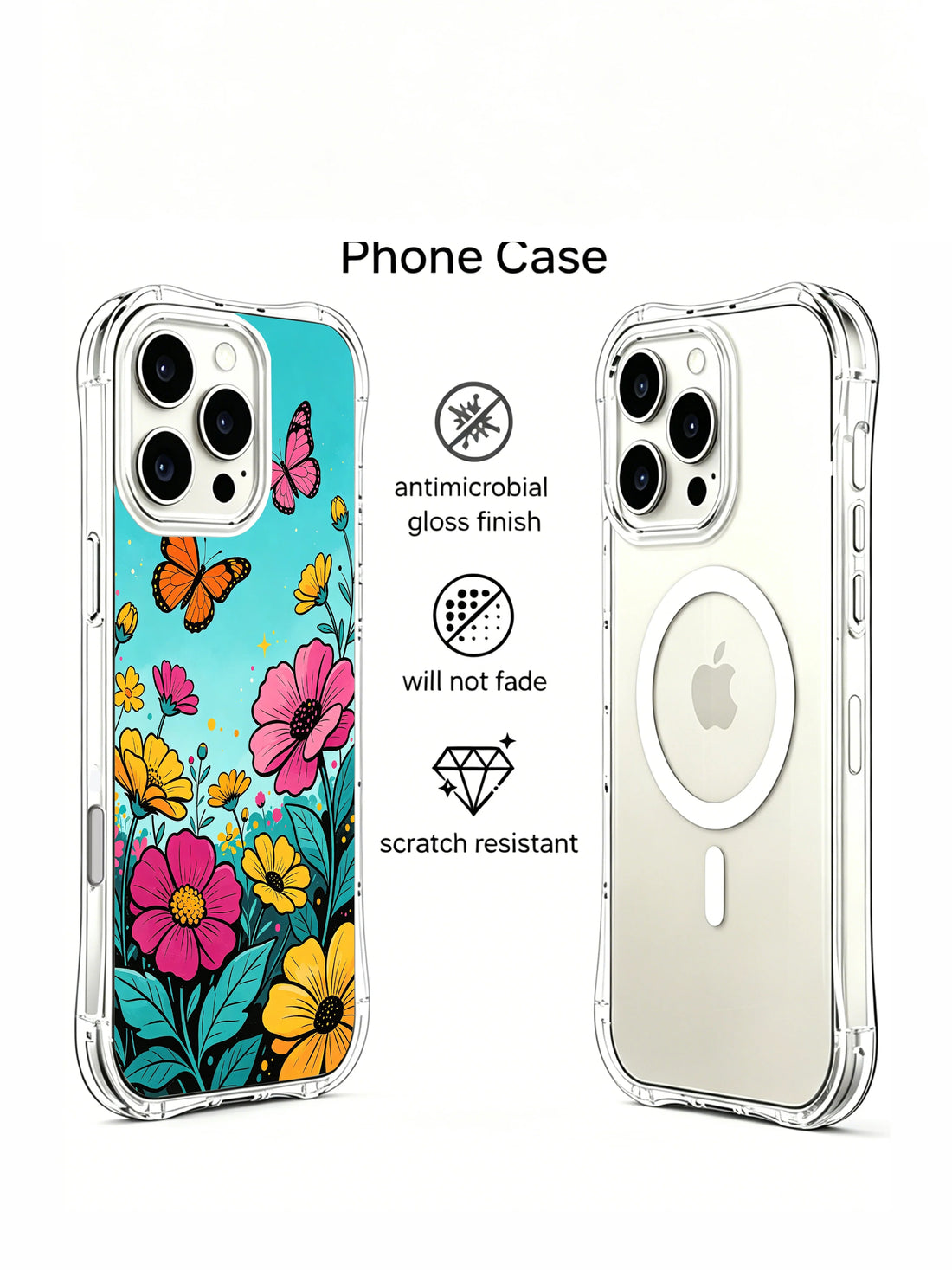 Floral butterfly iPhone 16 Pro Max Case with sunny daydream art