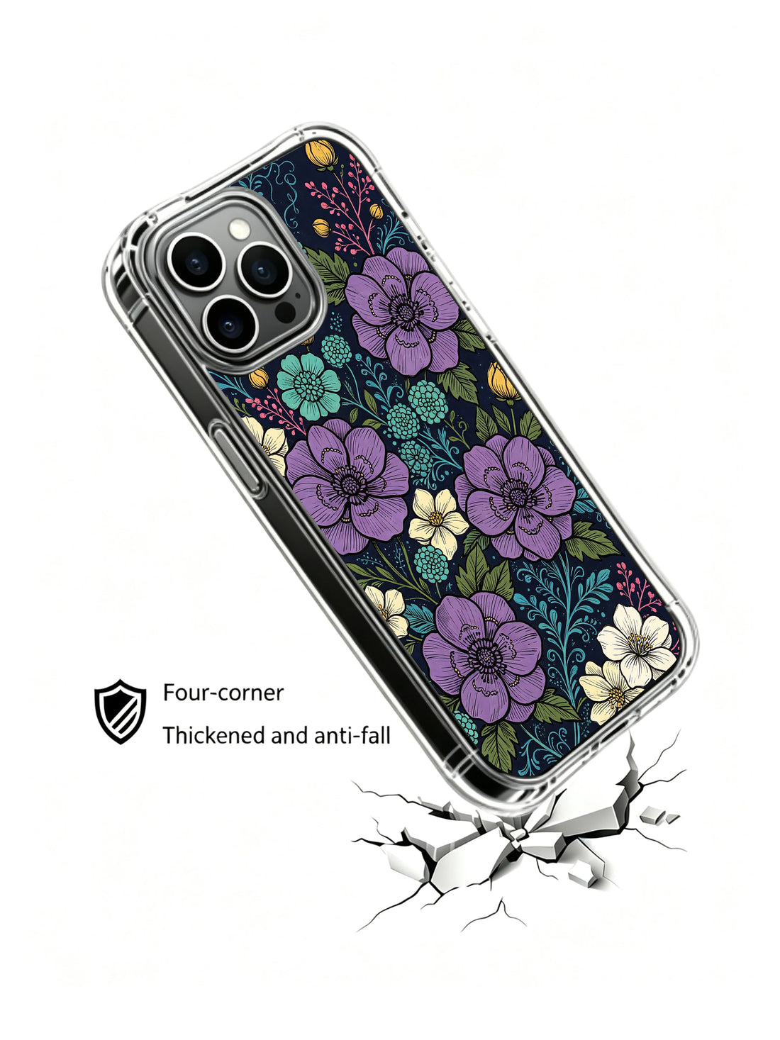 Purple night blooms iPhone 13 Pro Max Case with dreamy floral artwork
