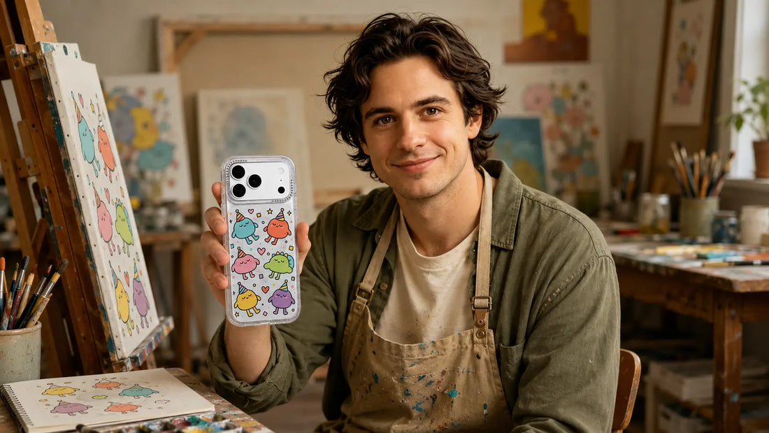 Milo Popkins iPhone 17 Pro Max case with colorful original artwork for gift her, blog cover image