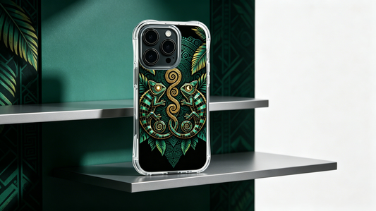 The Obsidian Chameleon: Sacred Geometry &amp; Dark Tropical Grace in a PhoneCasing iPhone 14 Pro Max Case