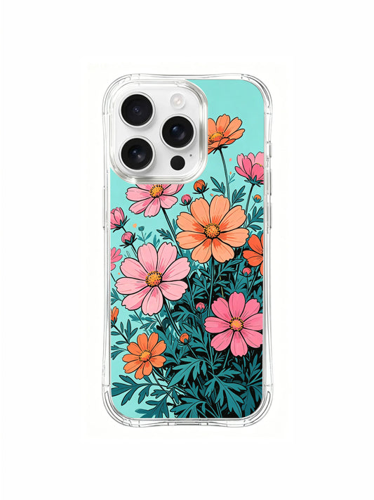 Floral iPhone 16 Pro Max Case with pink orange mood