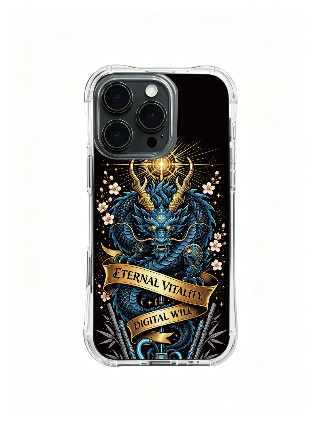 iPhone 14 Cases cover image for Cute iPhone 14 Case Ideas for Gym Bag Essentials: The Cyber Azure Dragon