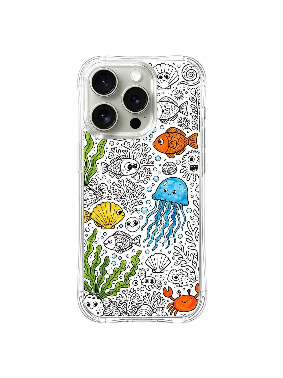 Clear MagSafe iPhone 15 Pro Case - Eyed Underwater Creature Doodle PhoneCasing for iPhone 15 Pro case