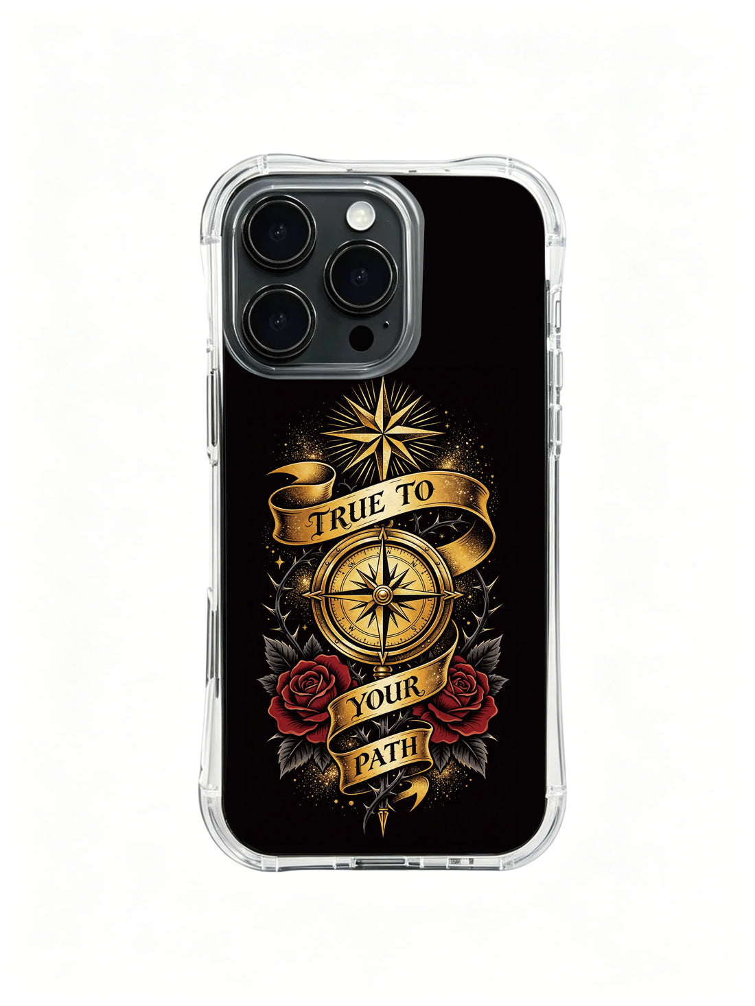Aesthetic iPhone 14 Case with crimson compass florals