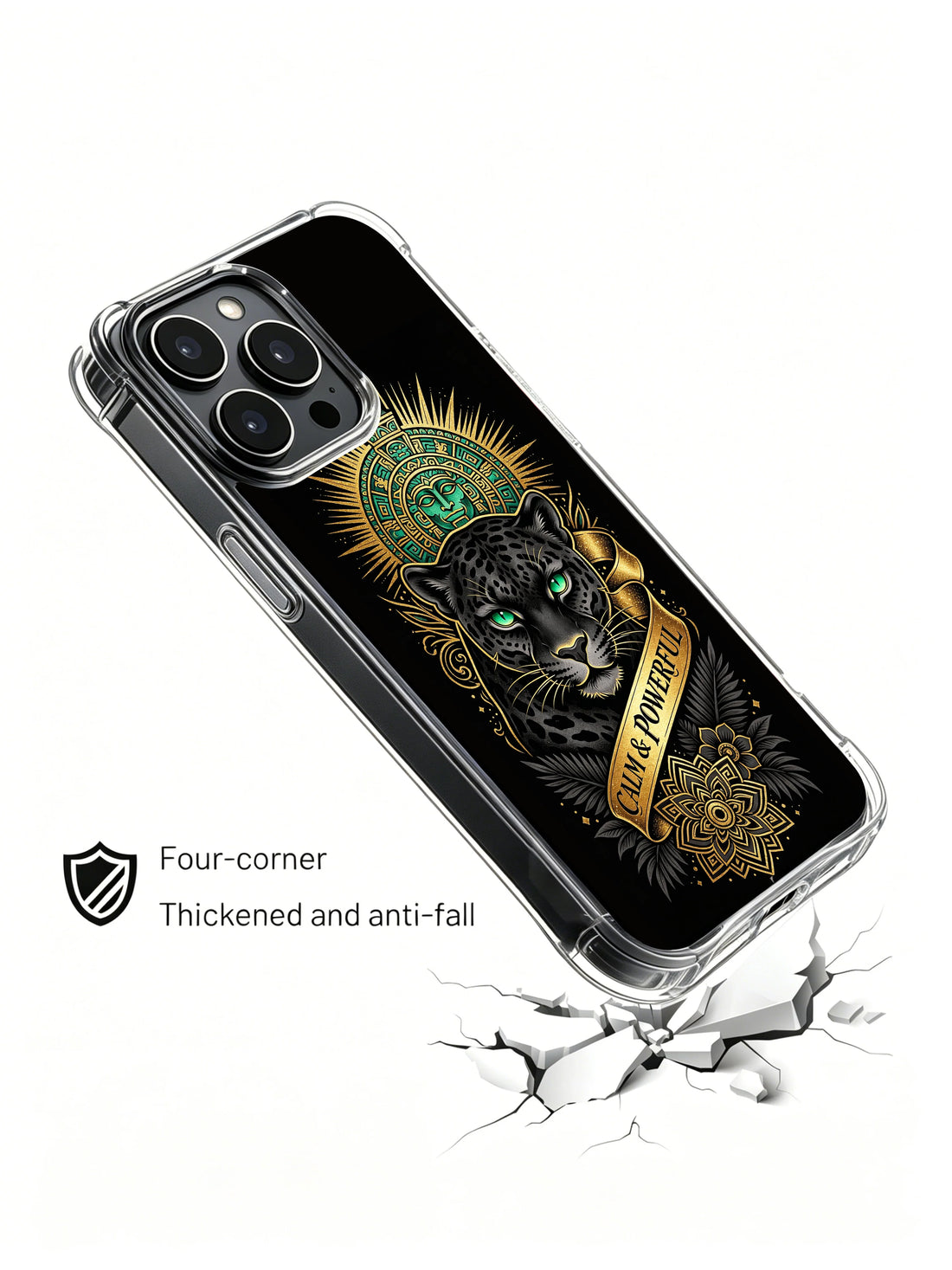 Emerald jaguar iPhone 14 Case with totem-inspired artwork