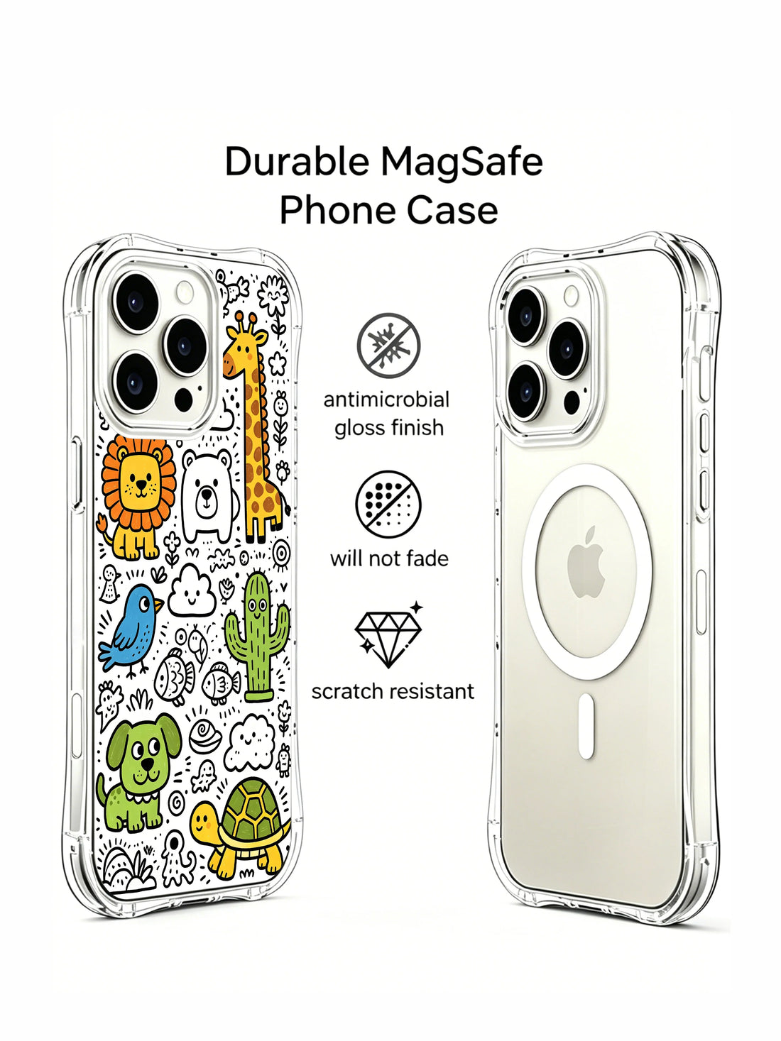 Unique iPhone 15 Pro Case gift with monster zoo art