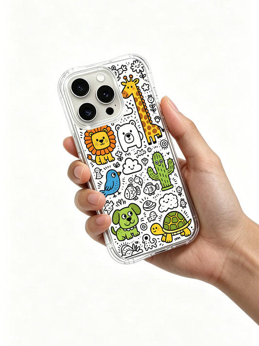 Wonder iPhone 15 Pro Case with whimsical zoo art