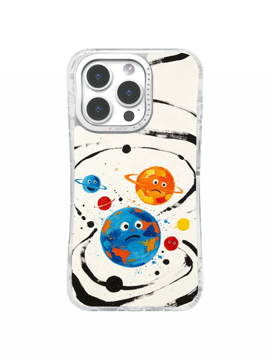 Worried Planet Parade colorful art iPhone 16 Pro Max case