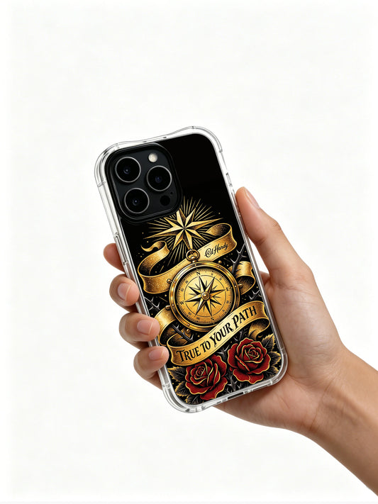 Unique iPhone 14 Case gift with compass thorn floral art