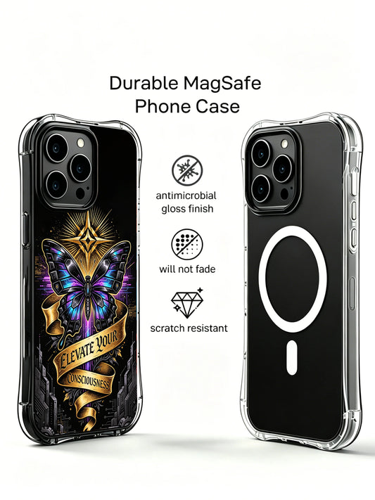 Night city butterfly iPhone 14 Case with blue glow artwork