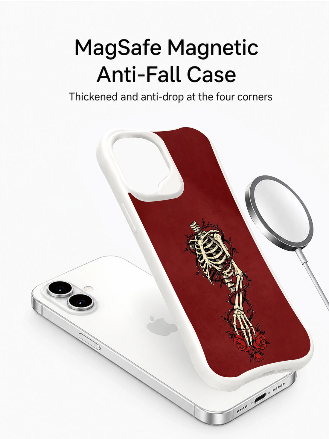 Vintage Rose iPhone 16 Case with Skeletal Botanical Art