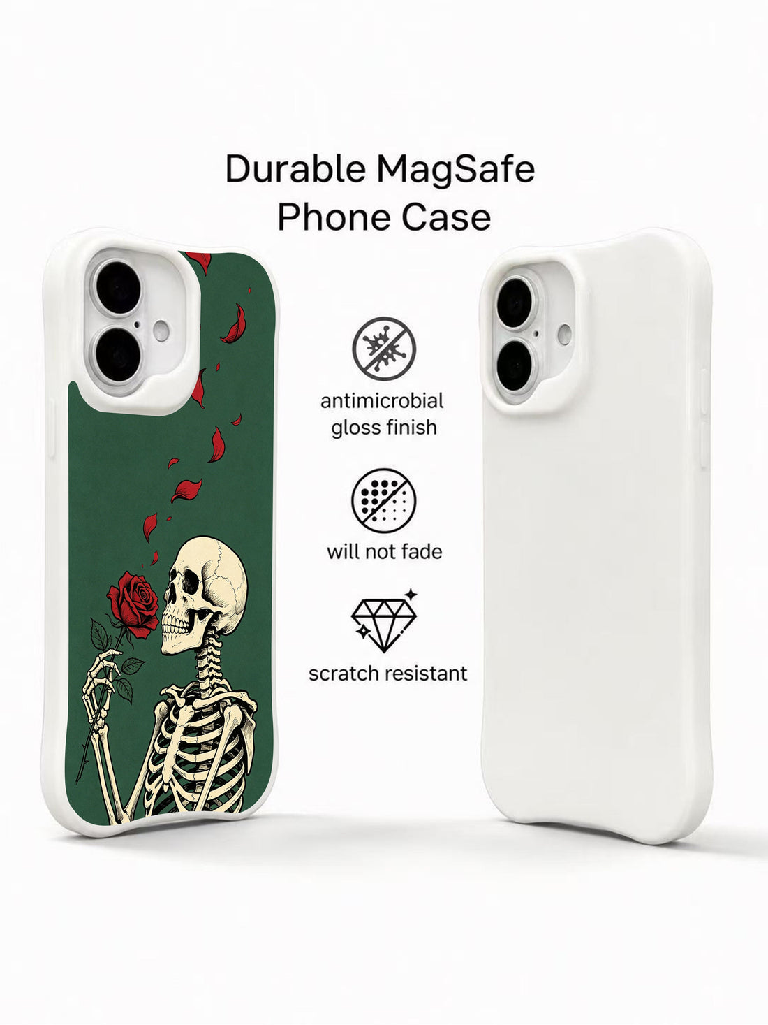 Red rose skeleton cute iPhone 16 Case by PhoneCasing