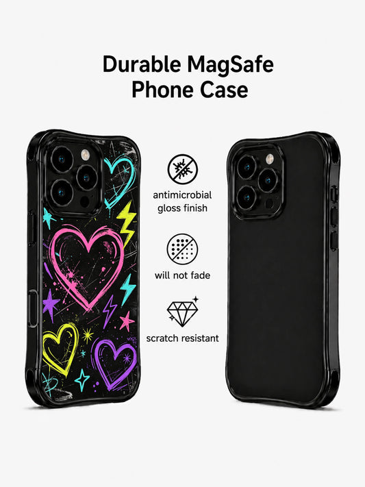 Street art iPhone 13 Pro Max Case with neon heart sketches