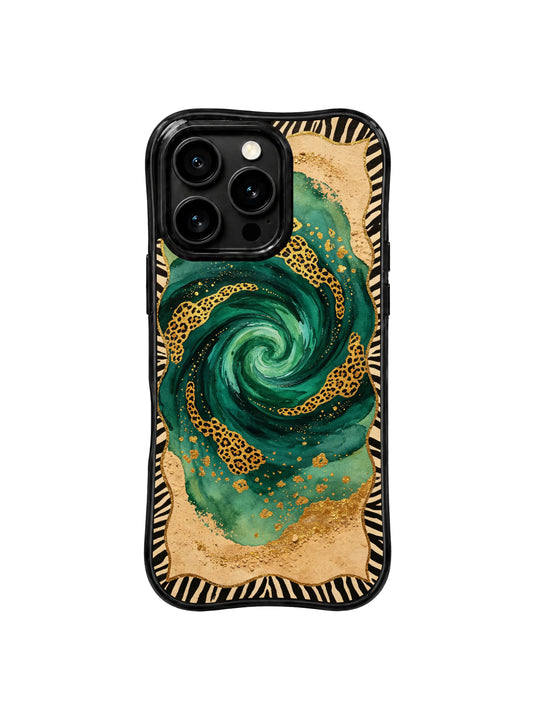 Aesthetic iPhone 15 Pro Max Case With Gold Leopard Detail by PhoneCasing