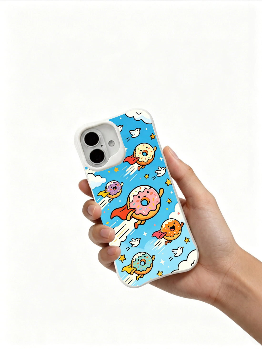 Colorful donut flight joy iPhone 16 Plus Case by PhoneCasing