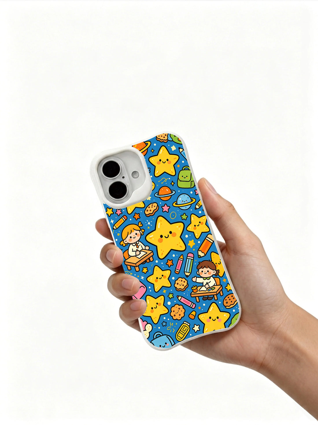 Bold outline star iPhone 16 Plus Case with dense cartoon character art