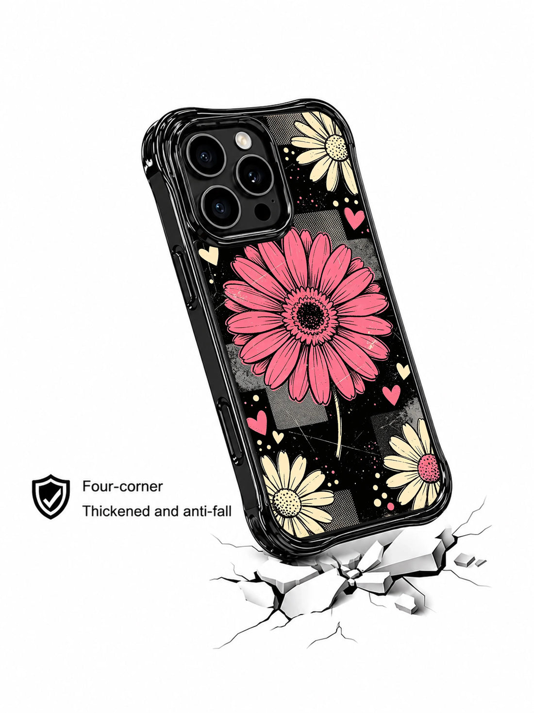 Unique iPhone 16 Pro Case gift with raspberry daisy art