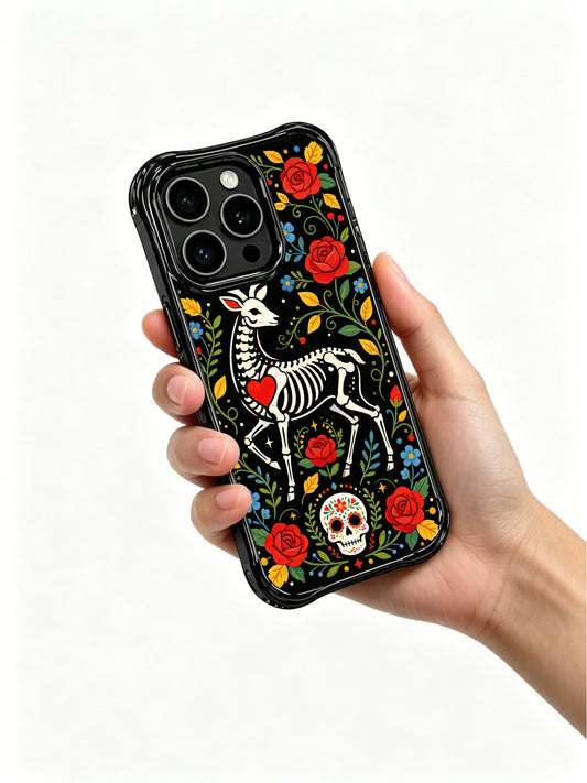 Folk floral bone deer iPhone 16 Pro Max Case with colorful flowers