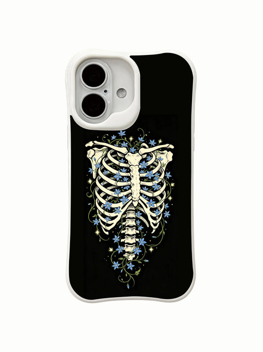 Botanical cosmic bloom iPhone 16 Case with blue star rib artwork