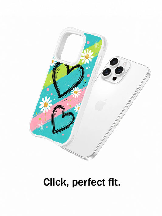 Red stripe daisy iPhone 16 Pro Case with sketch heart art