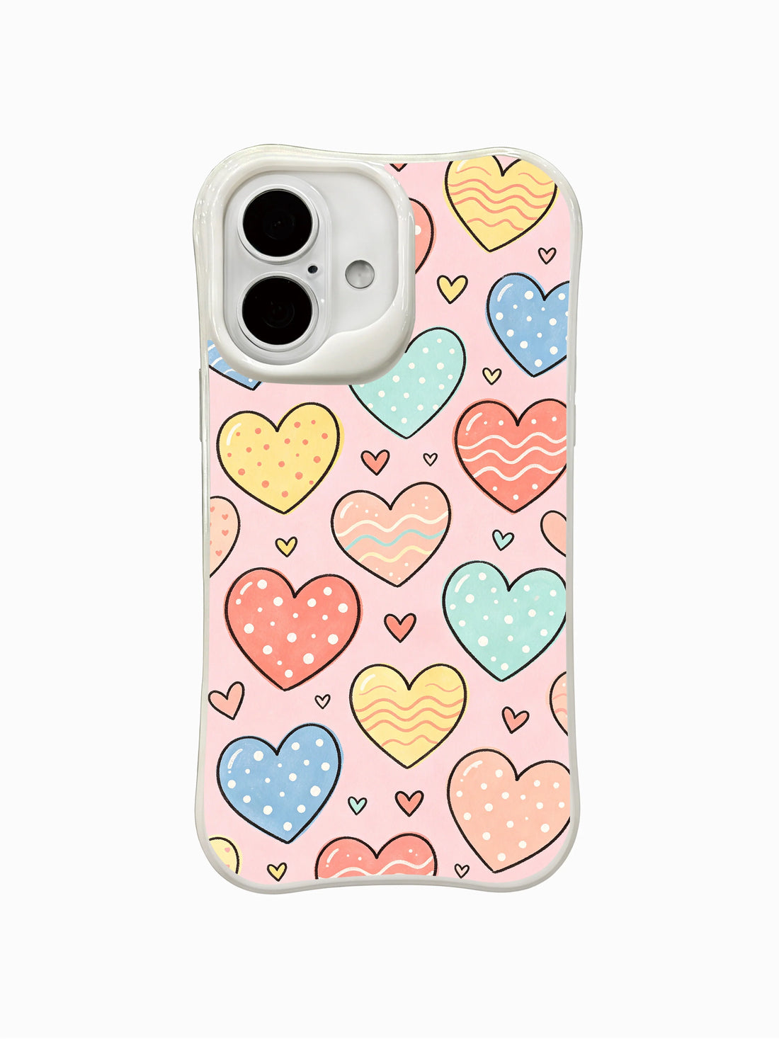 Cute heart iPhone 16 Plus Case with bubblegum wishes and pink pastel art