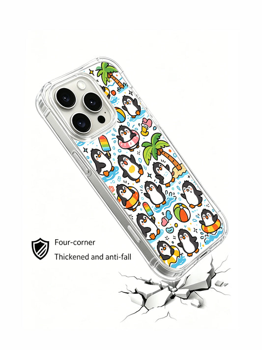 Artistic iPhone 16 Pro Case With Pool Party Penguin Art by PhoneCasing