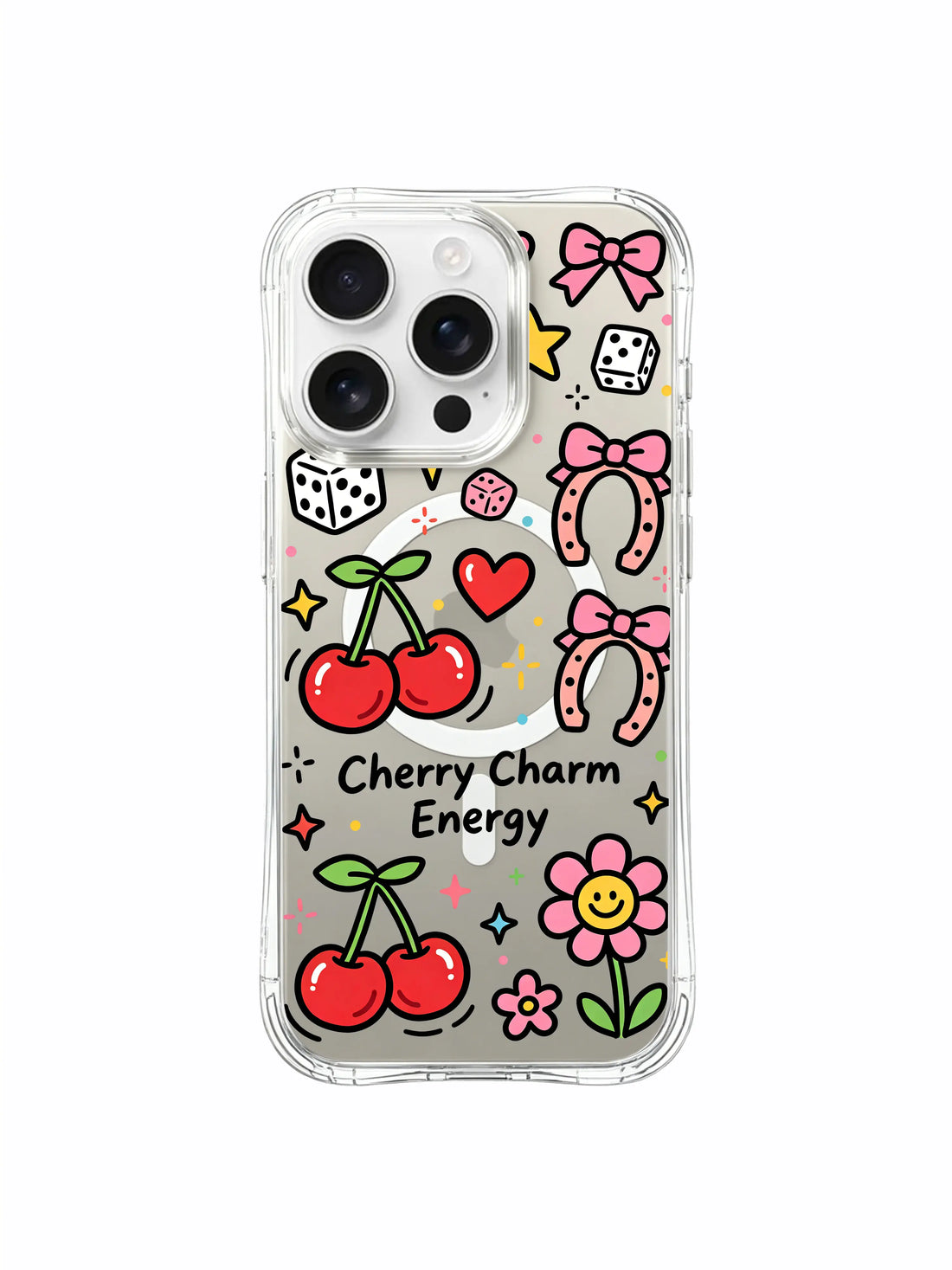 Cute iPhone 16 Pro Max Case with cherry flower art
