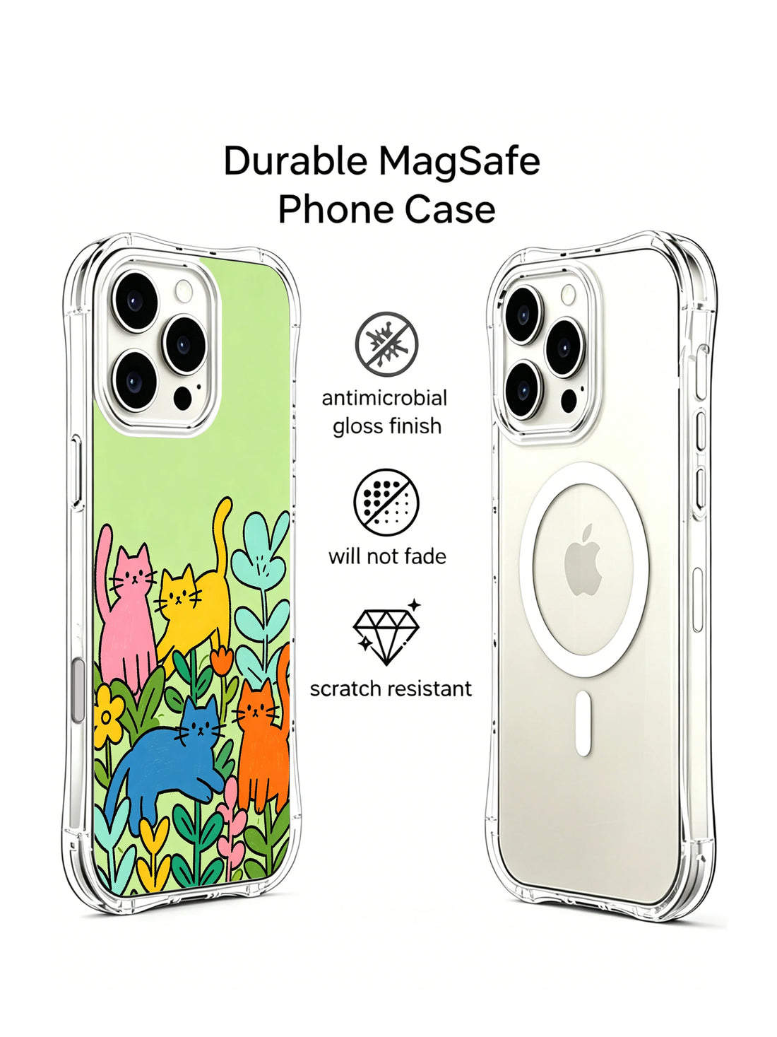 Cat lover iPhone 16 Pro Max Case gift with colorful cat blossom garden art
