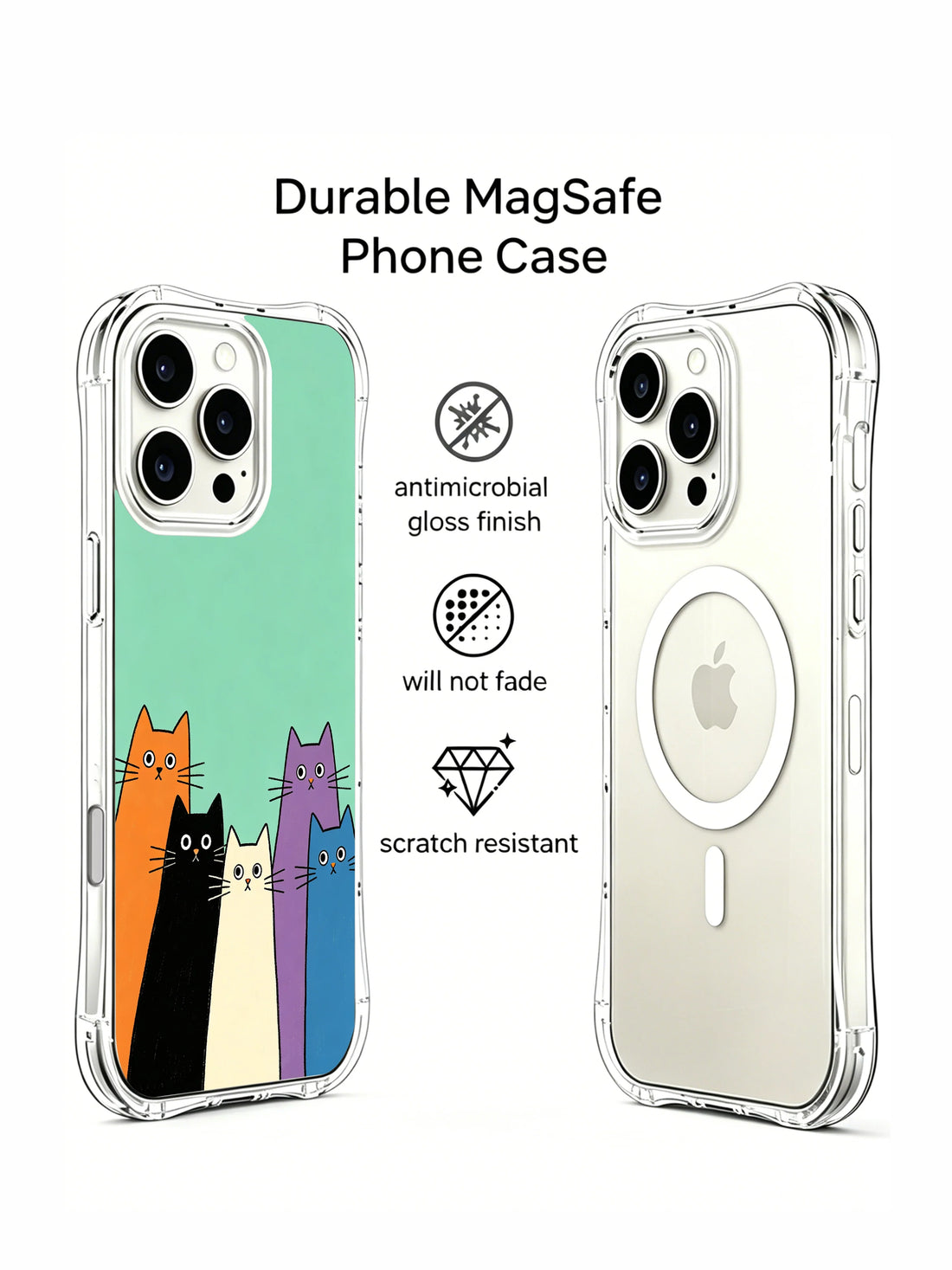 Teal cartoon iPhone 16 Pro Max Case with rising cats