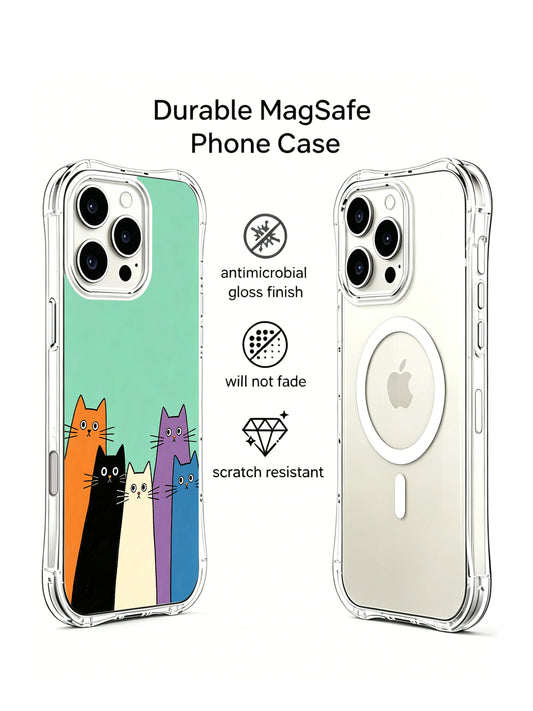Teal cartoon iPhone 16 Pro Max Case with rising cats