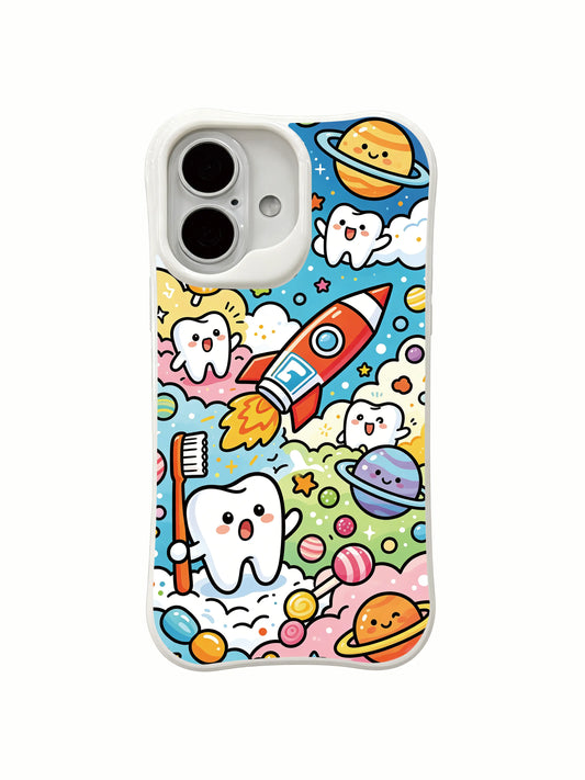 Tooth creature iPhone 16 Plus Case with colorful tiny universe cartoon art