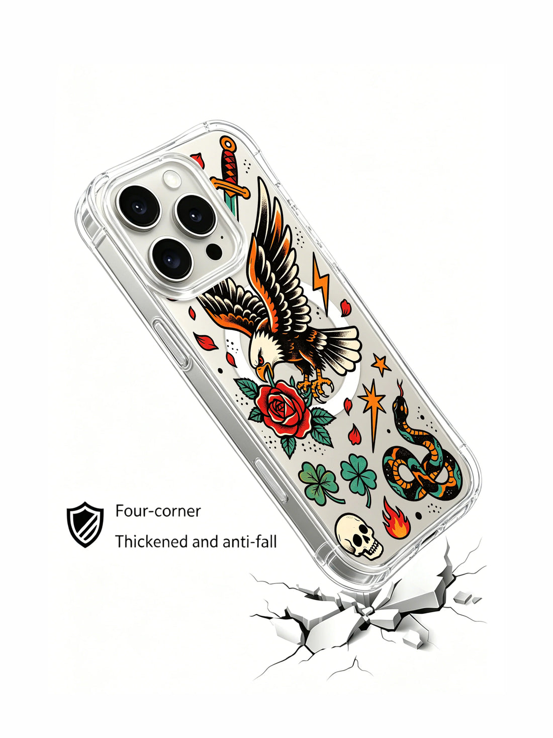 Artistic iPhone 15 Pro Case With Dagger Rose Petals by PhoneCasing