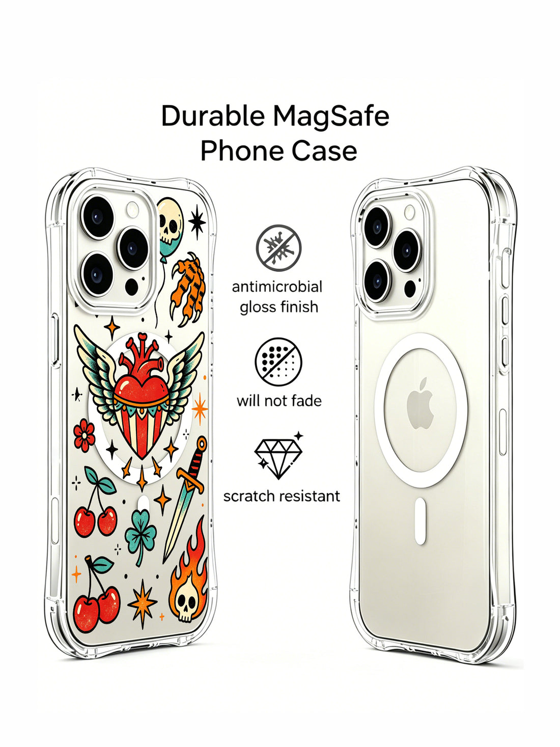 Unique iPhone 15 Pro Case gift with winged heart art