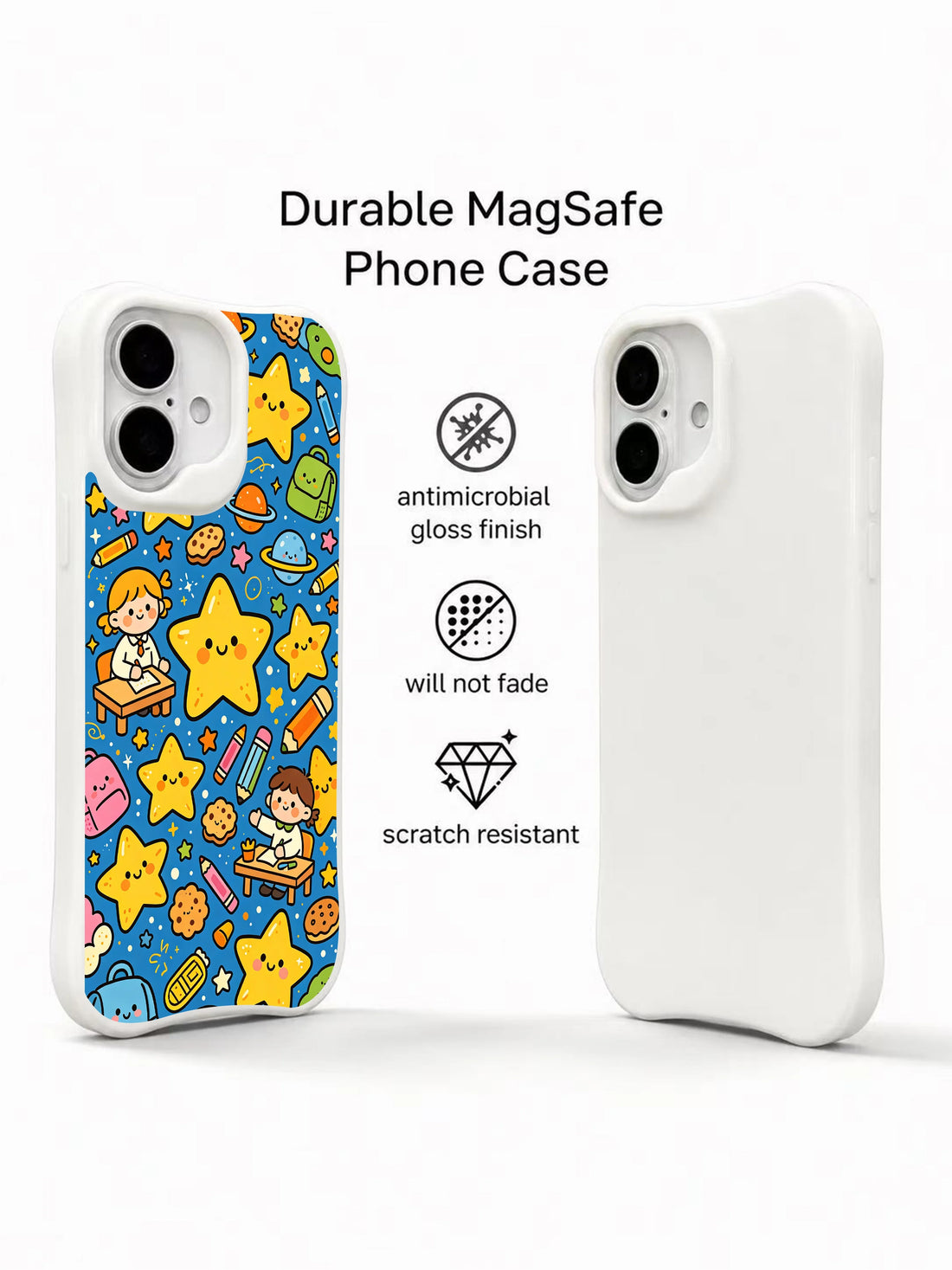 Cute star character iPhone 16 Plus Case with whimsical space art