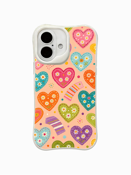 Floral iPhone 16 Plus Case With Folk Heart Daisies by PhoneCasing