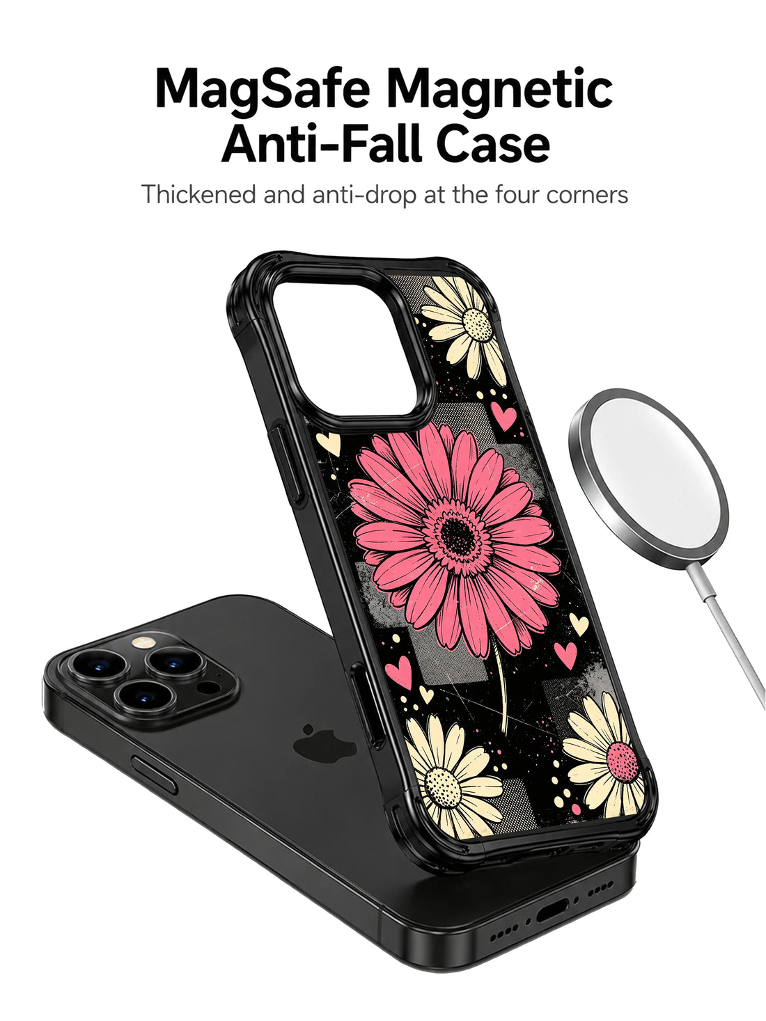 Raspberry daisy iPhone 16 Pro Case with floral collage art