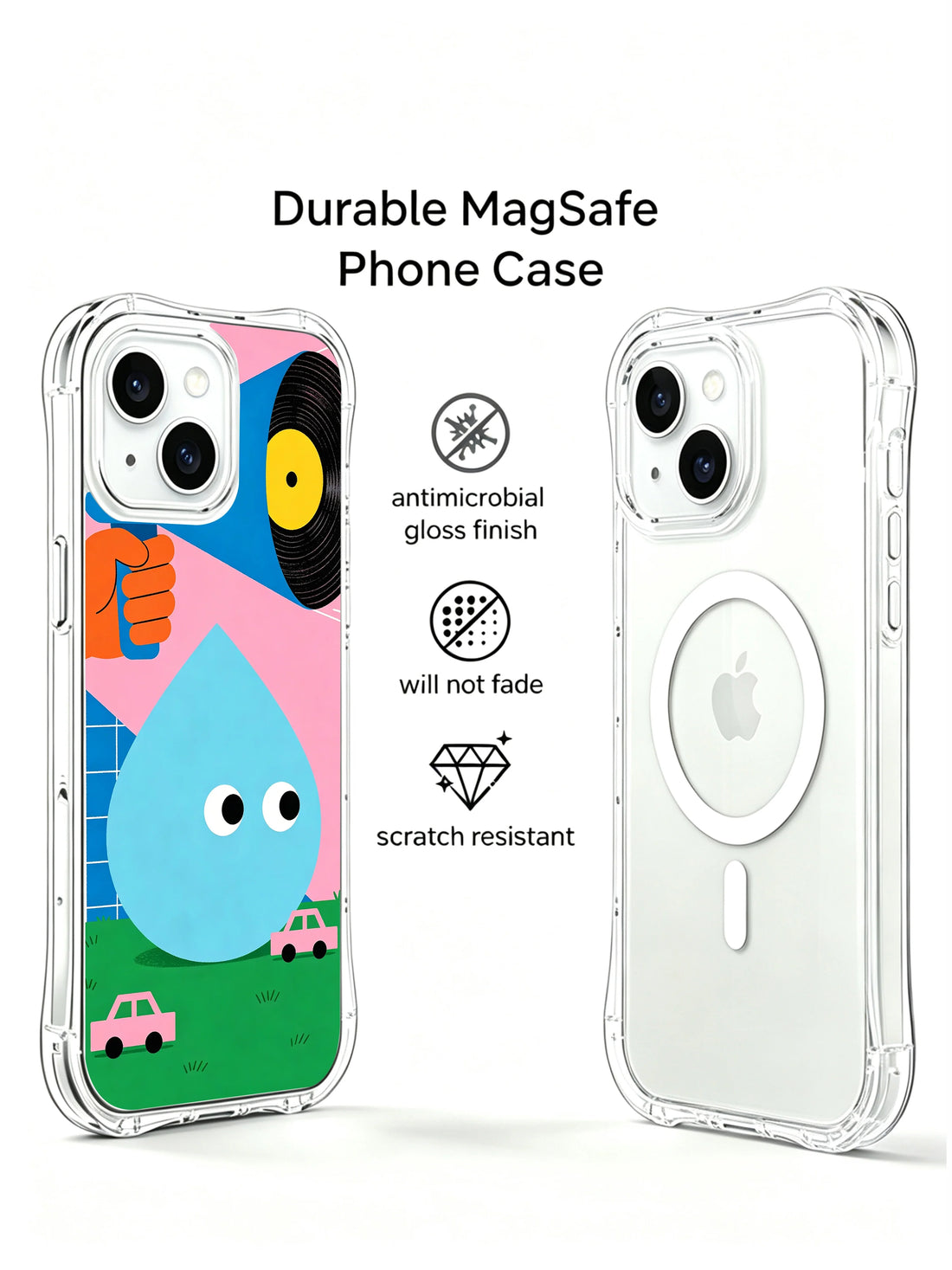 Neo pop art iPhone 15 Plus Case with dopamine color and bold illustrated art