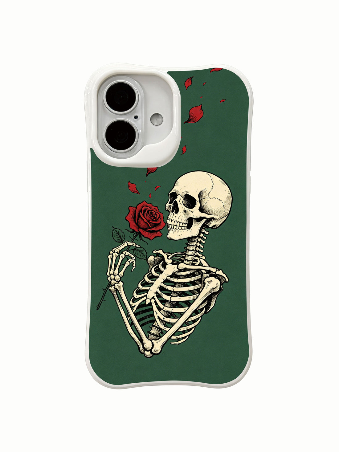 Floral iPhone 16 Case - Emerald Rose Letter Gothic Skeleton PhoneCasing for iPhone 16 case