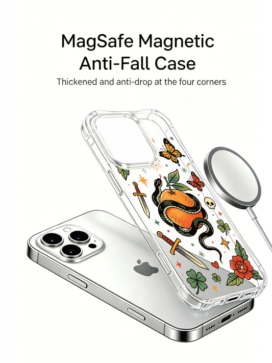 Old school serpent iPhone 15 Pro Case with clover dagger star artwork