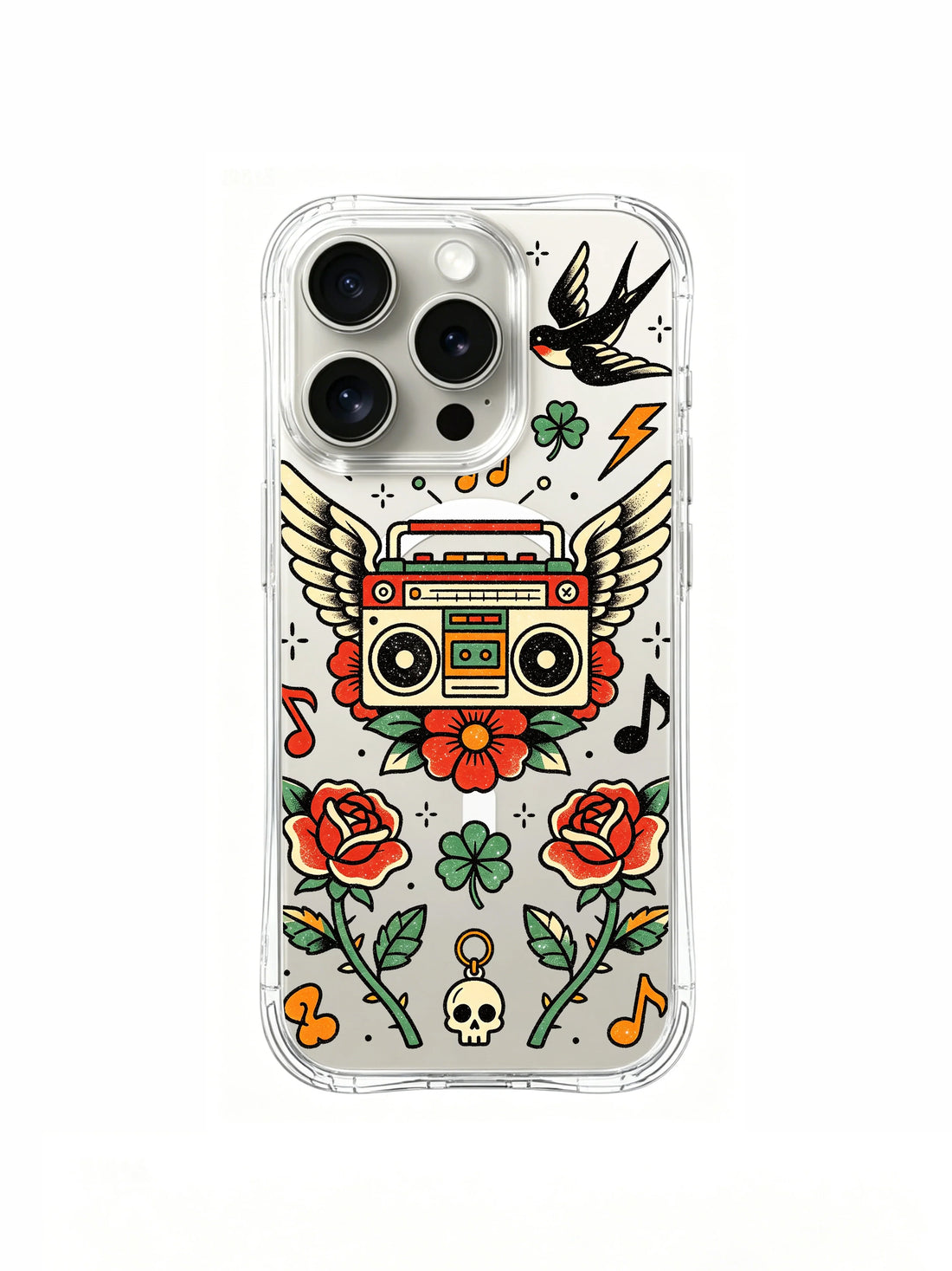 iPhone 15 Pro Cases cover image for How to Style a Gold Accent iPhone 15 Pro Case for Date Night Bags: Winged Boombox Old School