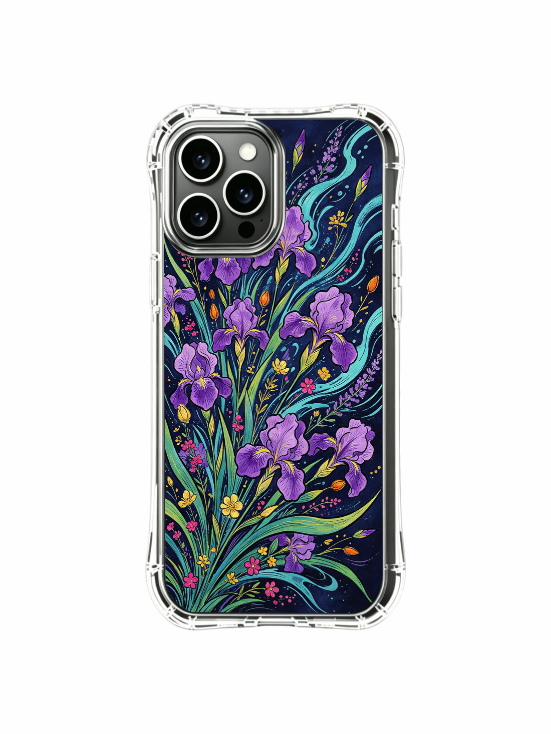 Floral iPhone 13 Pro Max Case with Purple Tide Blooms