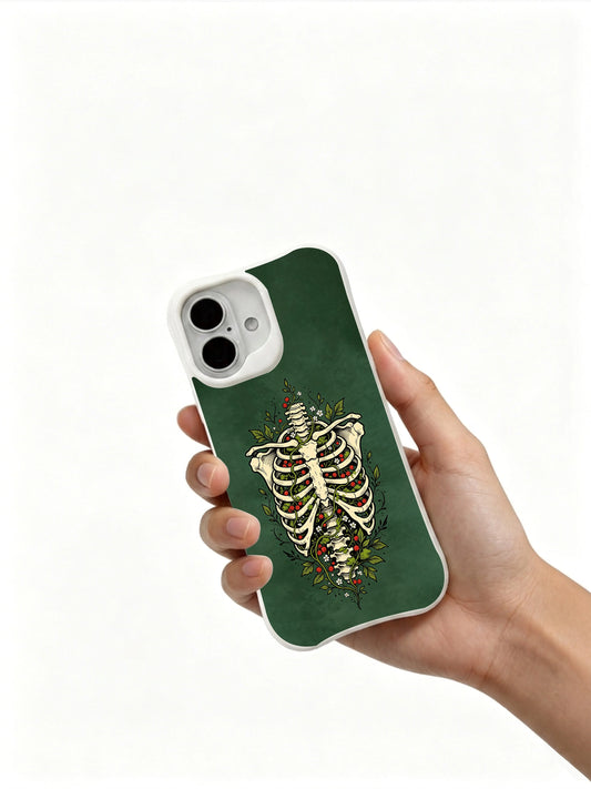 Artistic iPhone 16 Case With Red Berry Skeleton Garden by PhoneCasing
