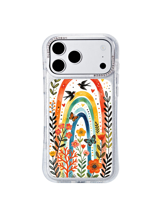 Glitter iPhone 17 Pro Case - Color Arch Folk Garden Hourglass PhoneCasing for iPhone 17 Pro case