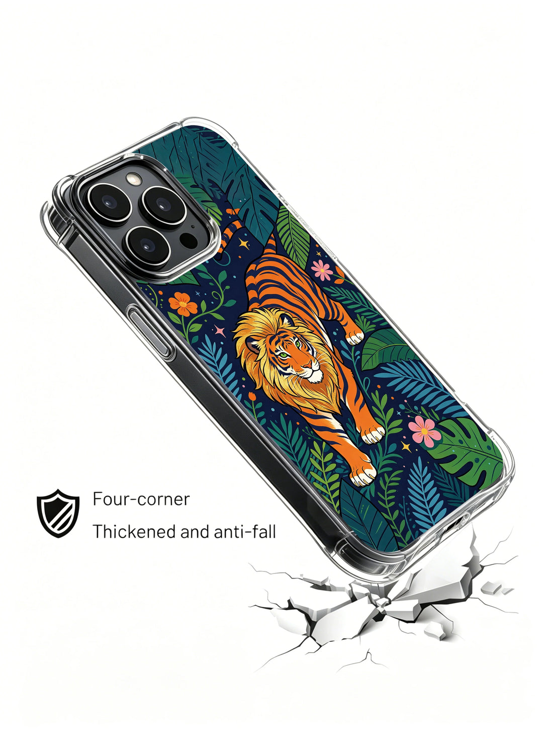 Unique iPhone 13 Pro Case gift with tropical tiger canopy art