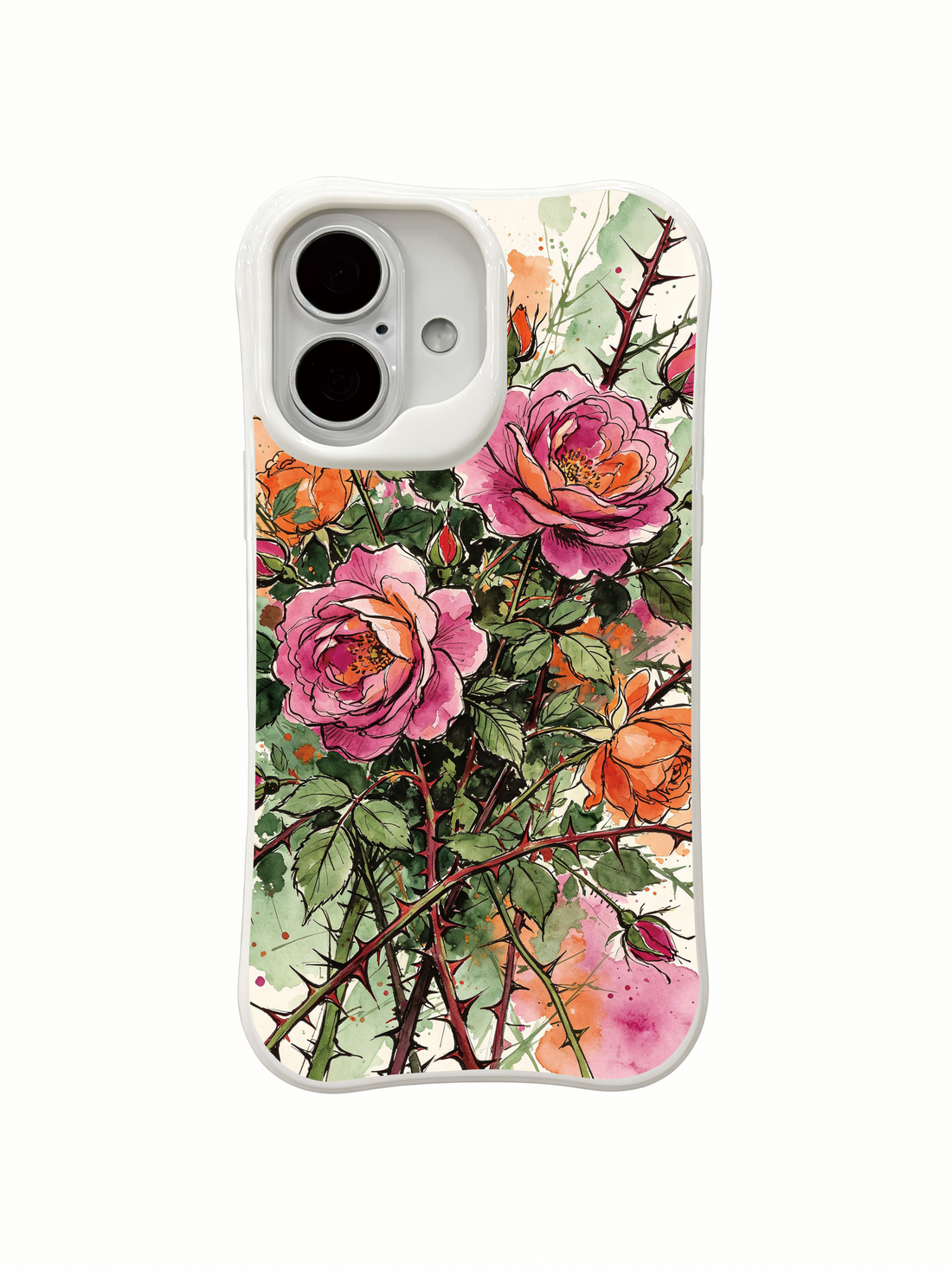Floral aesthetic iPhone 16 Case with pink rose artwork