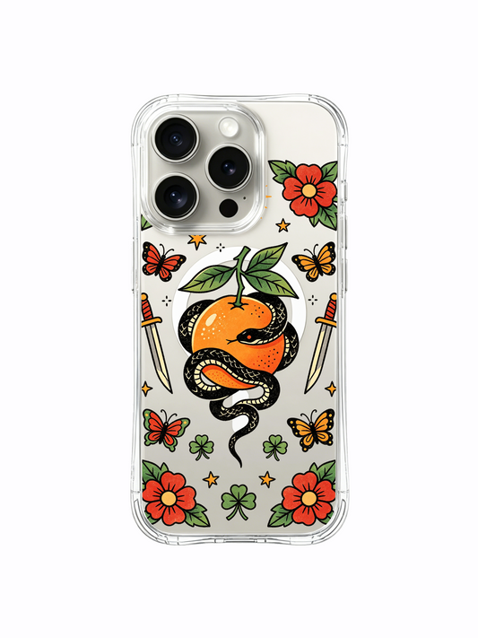 Orange Snake Old School Tattoo iPhone 15 Pro MagSafe Case PhoneCasing for iPhone 15 Pro case