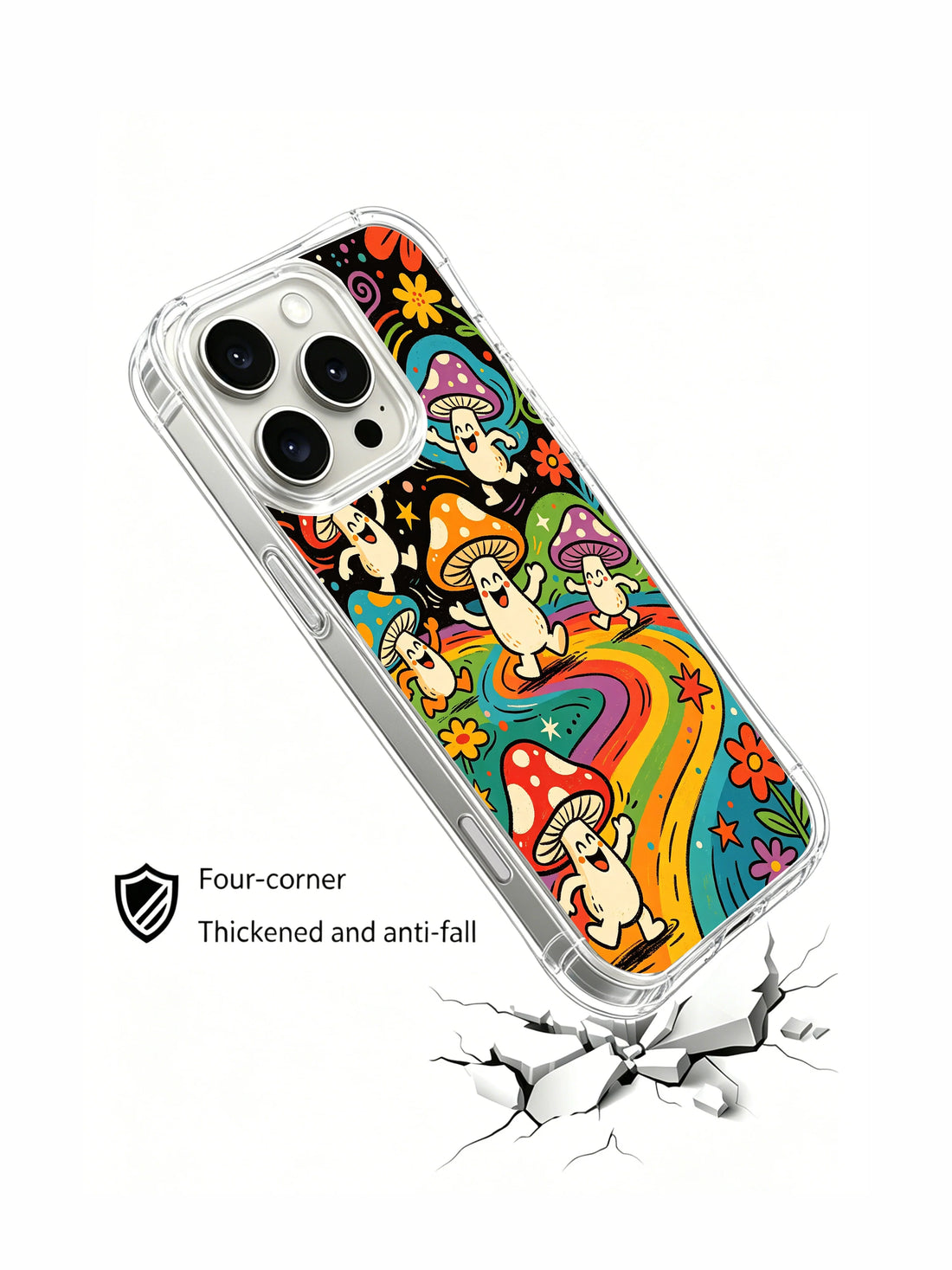 Rainbow Fungi iPhone 16 Pro Max Case With Grass Path Art