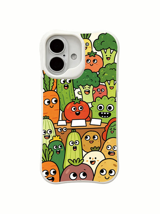 Cartoon iPhone 16 Plus Case With Veggie Meeting Art by PhoneCasing