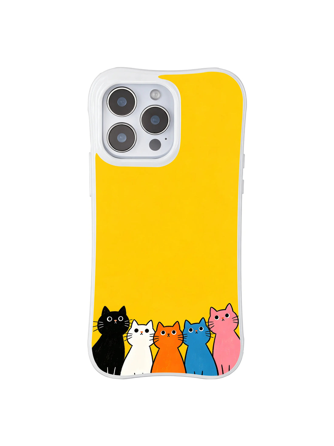 Colorful Cat Lineup iPhone 16 Pro Max Case With Yellow Sky