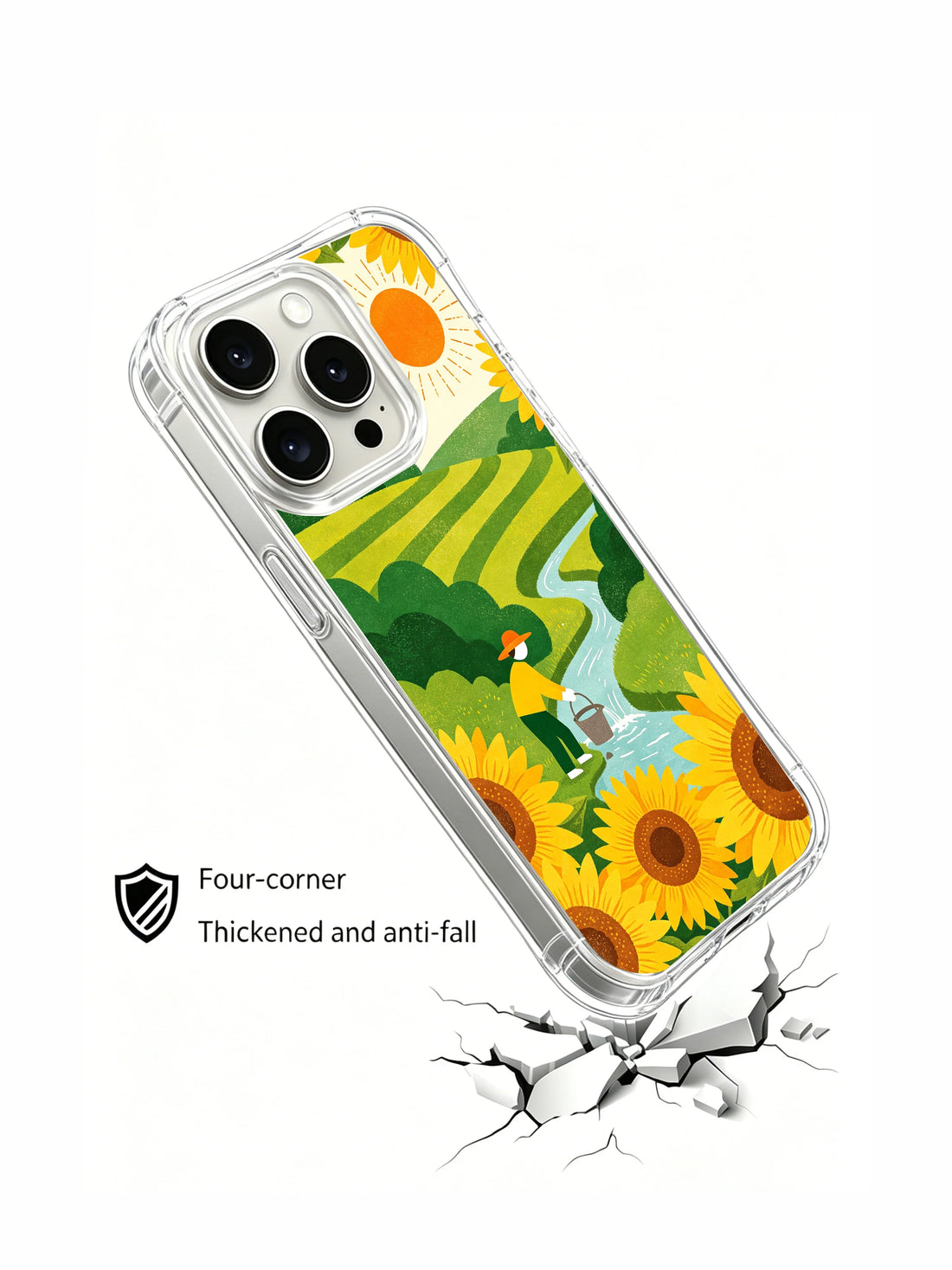 Golden sunflower iPhone 15 Pro Max Case with oasis art